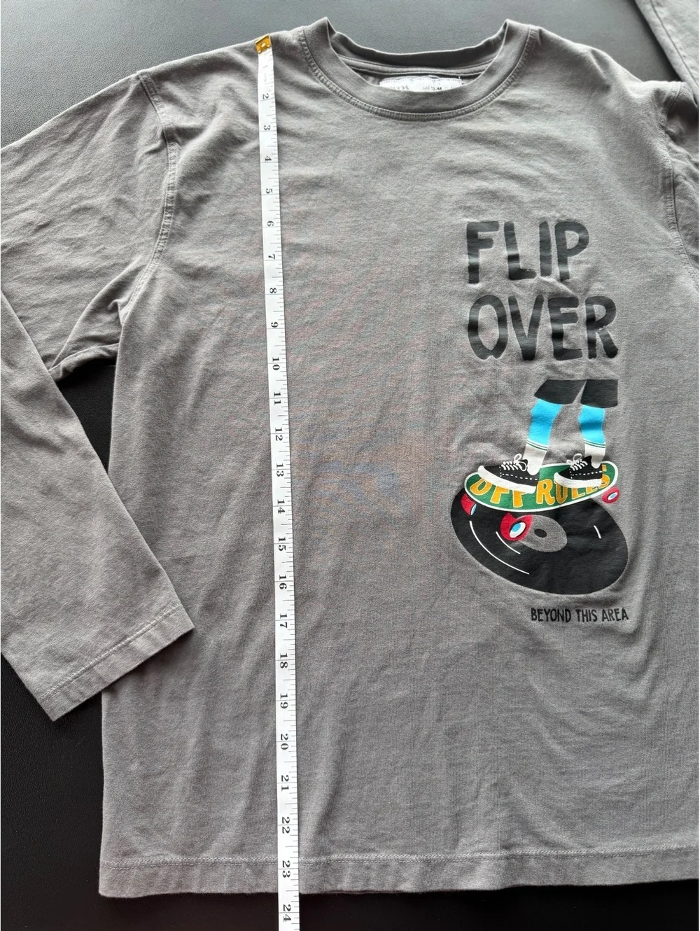 Zara Boys Graphic T Shirt 13-14 Gray Skateboard Long Sleeve Streetwear